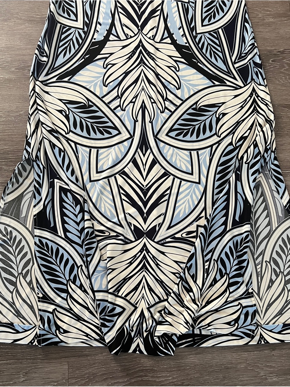 London Times Halter Maxi Dress Blue Floral Print Side Slit Size 12 - Picture 10 of 17